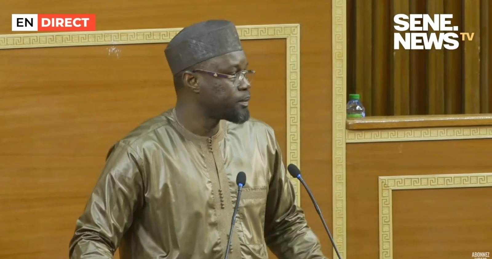 Ousmane Sonko s'exprimant sur la législation contre l'homosexualité