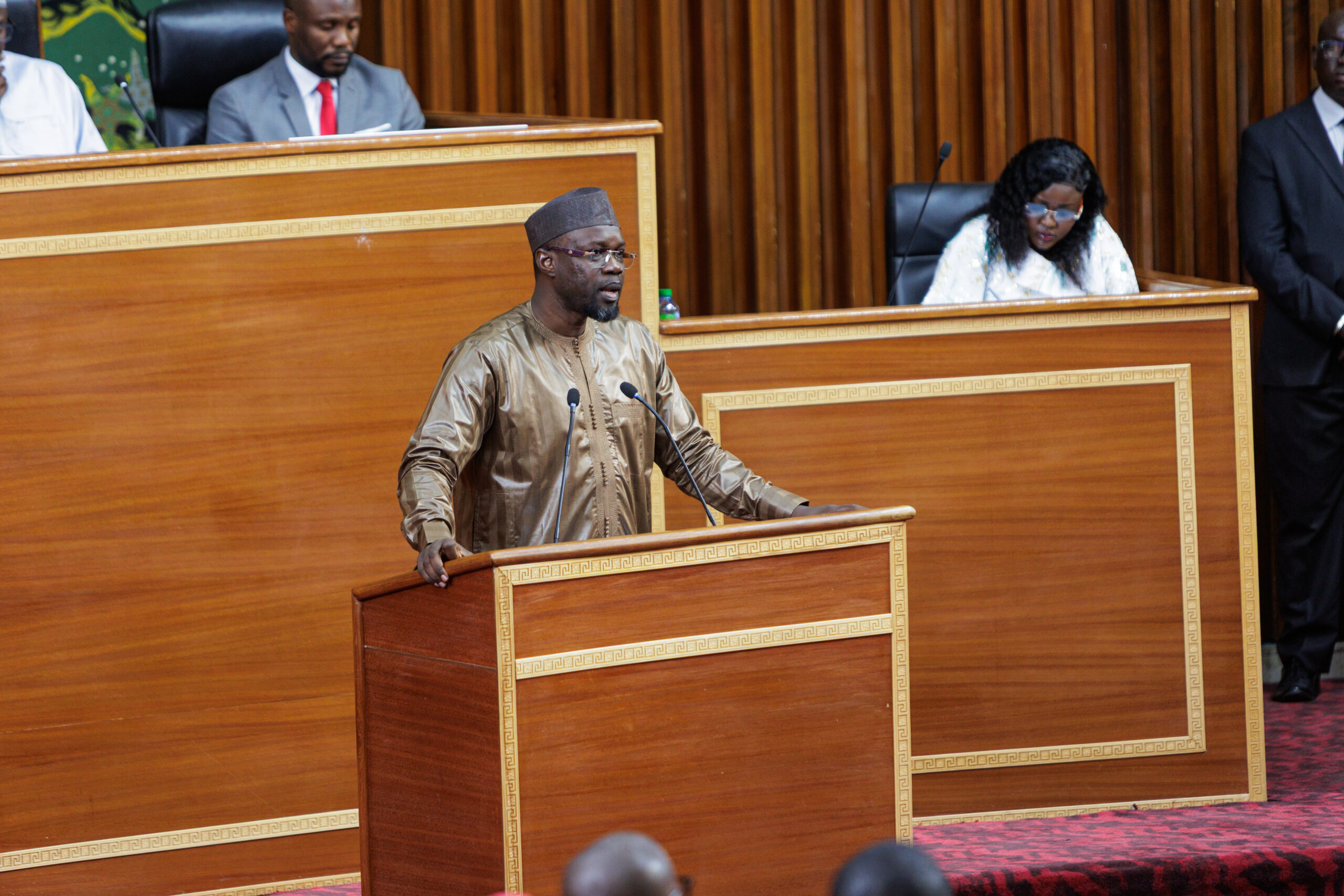 Ousmane Sonko s'exprimant à l'Assemblée nationale