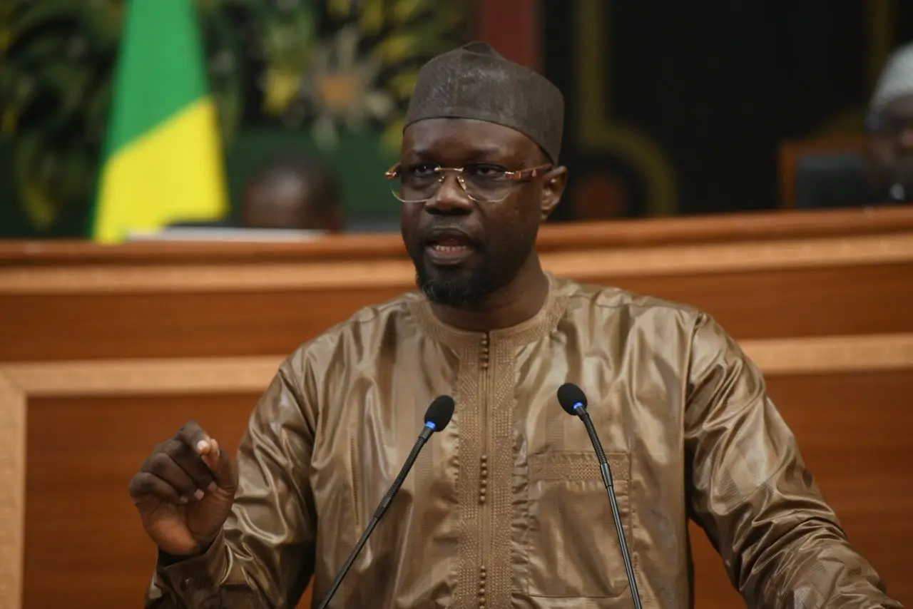 Ousmane Sonko s'exprimant à l'Assemblée nationale sénégalaise