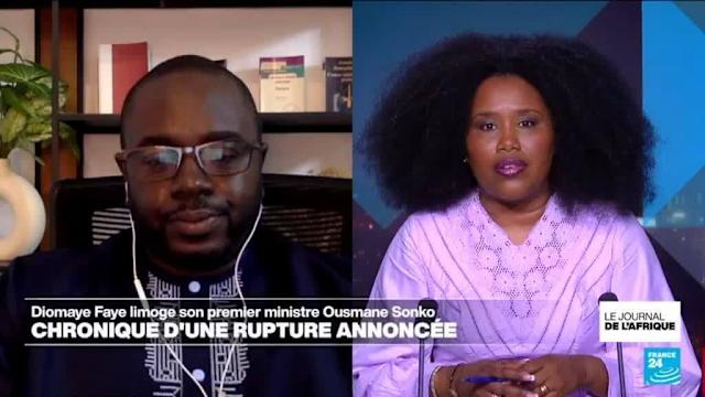 Portrait de Bassirou Diomaye Faye et Ousmane Sonko lors d'un discours