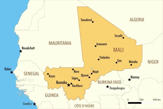 Carte détaillée de l'Azawad et des zones sous contrôle des groupes armés au Mali