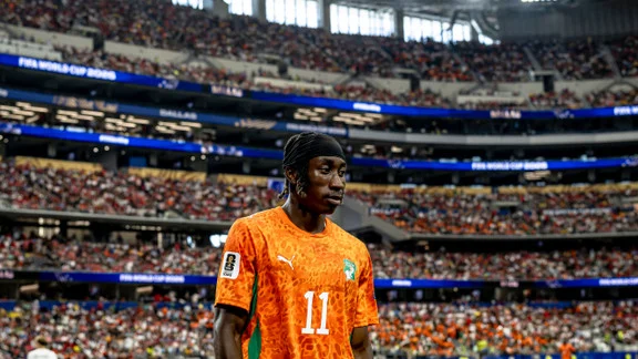 Yan Diomandé en action avec son équipe nationale
