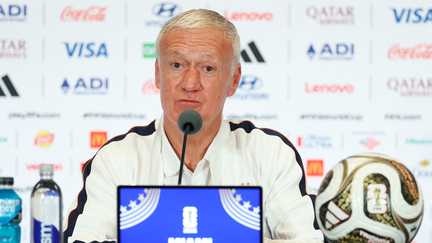 Didier Deschamps en conférence de presse avant la petite finale de Coupe du monde France-Angleterre, le 17 juillet 2026, à Miami. (JAMIE SQUIRE / AFP)