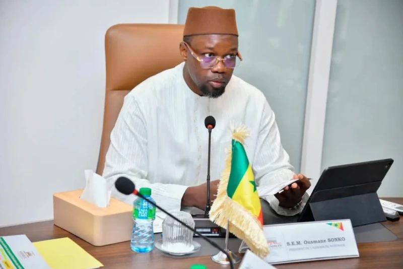 Ousmane Sonko lors de la première réunion du CEPP Portrait d'Ousmane Sonko lors de la réunion du CEPP
